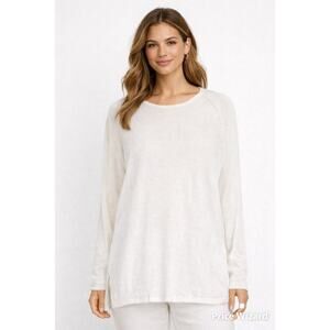 J McLaughlin White Knit Sweater Size L Lightweight Long SLeeve Classic Preppy